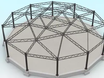 Truss beam - Spherical roof model 3D model