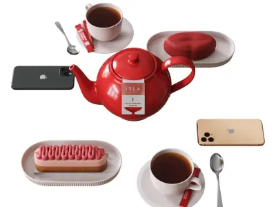 Decorative Set For Cafe Table Set4 3D model