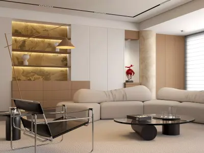 Modern Japandi Living Room 85 3D model