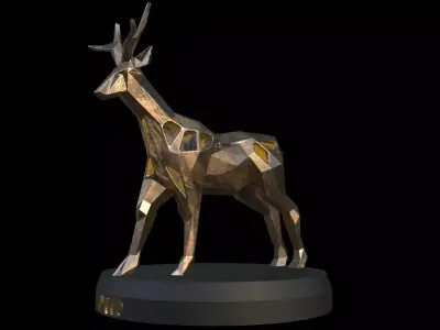 Steampunk Deer Low-poly 3D model