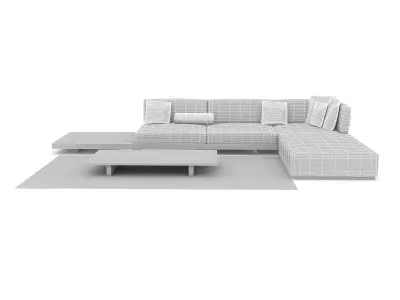 3D model modern sitting group Low-poly 3D model