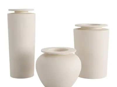 Plateia Large White Earthenware Vase 3D model