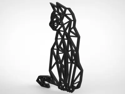 Cat Line Art Wall Decor 3D print model