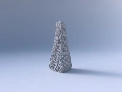 Vase puffy tipped triangle with twisted lattice tiles 3D print model