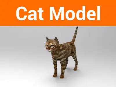 3d Cat wild low poly model Low-poly 3D model