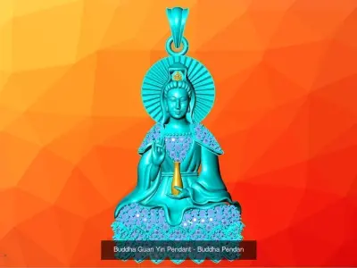 Buddha Guan Yin Pendant - Buddha Pendant 3D Model Collection