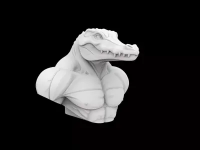 Anthro Crocodile Bust 3D Print Model 3D print model