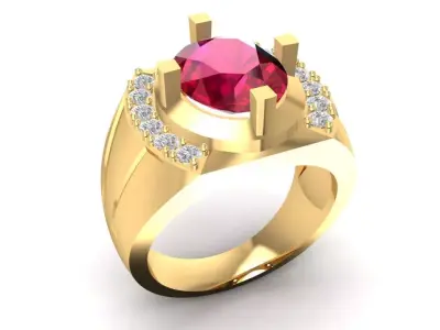 Luxury Men Gemstone Ring 3D Model  1079 3D print model