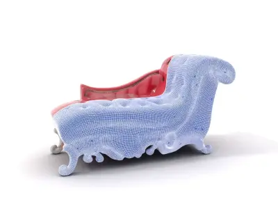 Elegant Burgundy Chaise model pack Low-poly 3D model