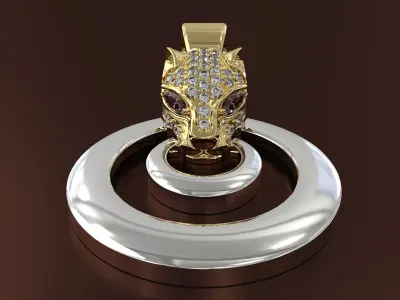Pendant with puma head 3D print model