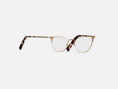 Ava Eyeglasses in Polished Gold with Brushed Navy 3D model