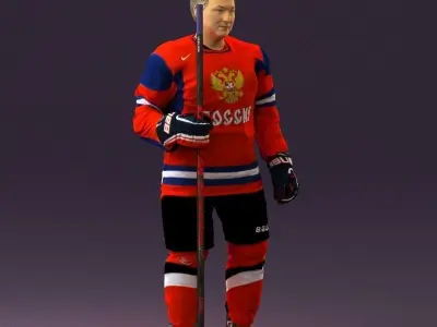 Hockey player in team russia jersey 0900 3D model