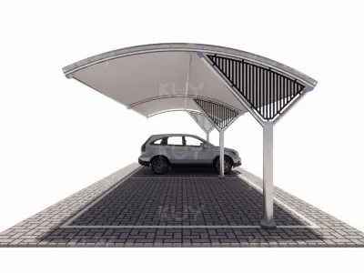 Stretch canvas roof structure with pattern 1 Low-poly 3D model