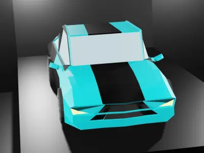 Lowpoly Sport Car - Type 2 - Light Blue Low-poly 3D model