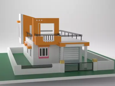 Modern house Free low-poly 3D model