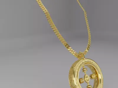Gold Chain and Pendant 3D Model 3D model