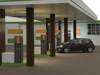 Gas station 3D model buy