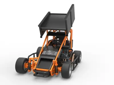 Pavement Winged 600 Micro sprint car Scale 1 to 25 3D print model