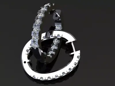 Earrings 1 hoop with diamonds Free 3D print model