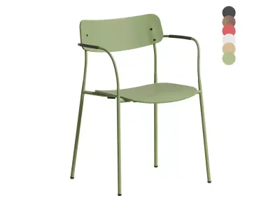 Ella Chair Four Legs base Laminate Long Armrest By Martela 3D model