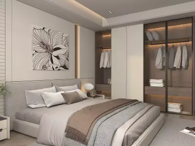 Modern Bedroom Scene 38 3D model