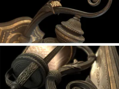 CLASSICAL OUTDOOR WALL LAMP -Model 01-  Hight and  Low-poly 3D model