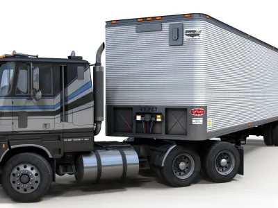 Industrial cabover van trailer Low-poly 3D model