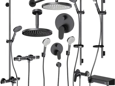 Faucets and shower systems Hansgrohe black set 170 3D model