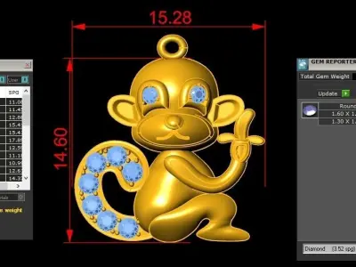Monkey pendant jewelry  3D model