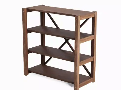 Wide Pottery Shelf 04 Low-poly 3D model