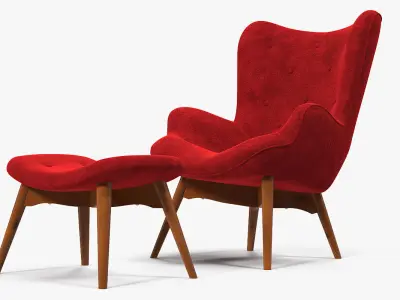 Grant Featherston Contour Style Wing Chair Velvet 3D model