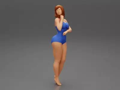 Sexy thong one piece swimsuit 3D print model