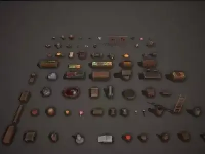 Medieval Props-Village Collection Low-poly 3D model