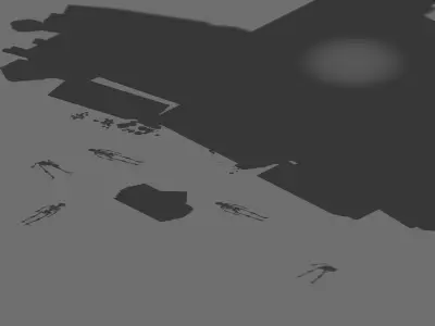 Stone Tomb Map - Wall Table Candles 03 3D model