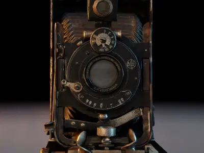 Old Camera CP Goerz Tenax Tenastigmat lens Low-poly 3D model