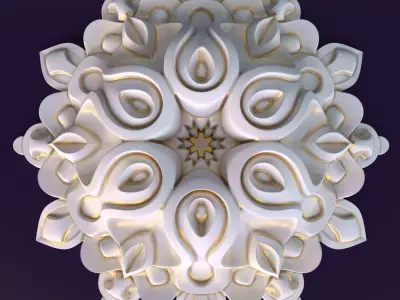 Architectural decorative rosette with carving in oriental style 3D model