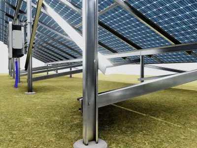 Solar Energy Construction 2x13 Table Vertical Purlin 3D model