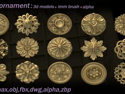 127 Ornament 3D Models and IMMBrushes and Alphas VOL 01 3D model
