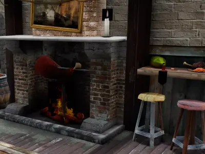  Wooden Tavern 3D Model Low-poly 3D model