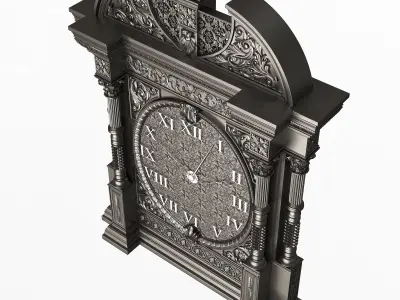 Classic Clock 014 Chrome Low-poly 3D model