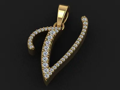 letter V pendant 3D print model