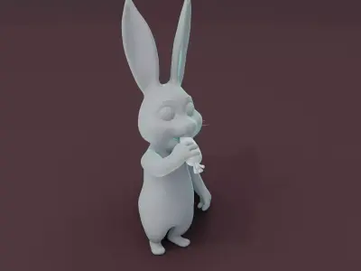Cartoon Rabbit Animated and Rigged Base Mesh 3D Model Low-poly 3D model