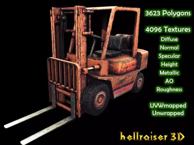 Forklift - PBR - Textured Low-poly 3D model