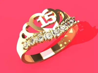 RING CROWN 15 CURVE 3D print model