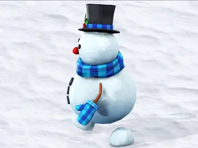 SNOW MAN RIGGED ANIMATED 2 Low-poly 3D model