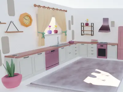 Isometric Kitchen - Room Free low-poly 3D model