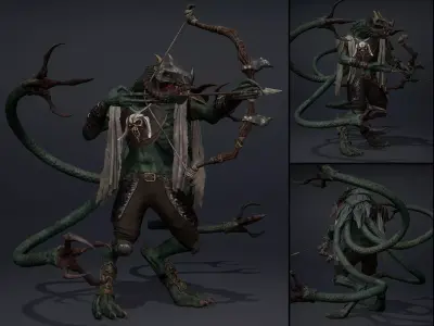 Ghost Archer Tentacle Low-poly 3D model