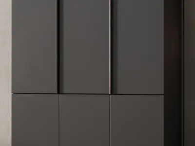 247 hallway zone 09 minimal hall with big round mirror 01 3D model