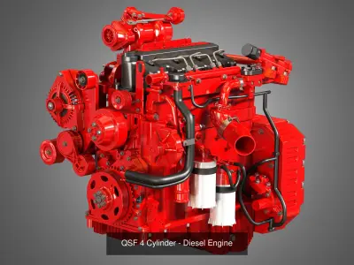 4 Cylinders Diesel Engines 3 in 1 3D Model Collection