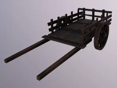 Old Cart Game Ready - Low Poly PBR 3D Model Low-poly 3D model